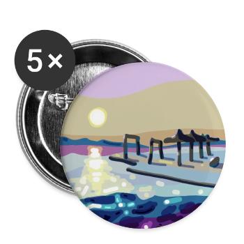 Westlich über die Wellen mit einem Pier - Buttons groß 56 mm (5er Pack) - Weiß - Vorne