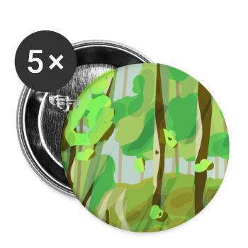Waldlandschaft in Grüntönen - Buttons groß 56 mm (5er Pack) - Weiß - Vorne