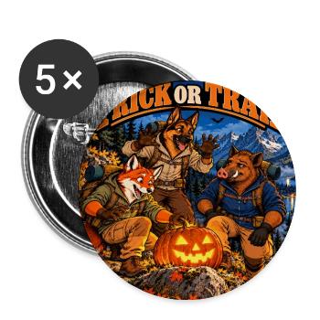 Trick oder Trail – Halloween Outdoor - Buttons groß 56 mm (5er Pack) - Weiß - Vorne