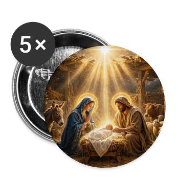 Jesus, katholisch, Krippe, Beten zu Jesus, Christ - Buttons groß 56 mm (5er Pack) - Weiß - Vorne