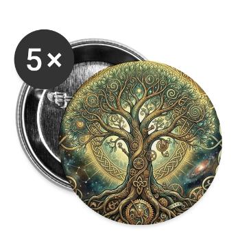 Zeitbaum und Nebel - Buttons groß 56 mm (5er Pack) - Weiß - Vorne