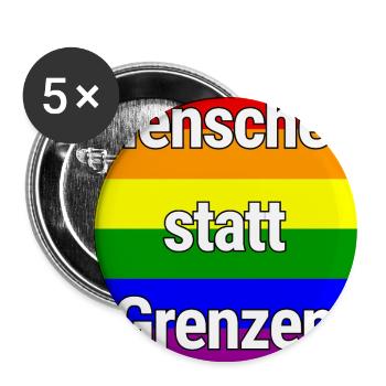 MENSCHEN STATT GRENZEN REGENBOGEN STATEMENT - Buttons groß 56 mm (5er Pack) - Weiß - Vorne