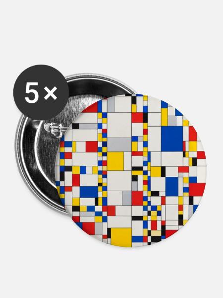 Blockmuster-Abstraktion - Buttons groß 56 mm (5er Pack) - Weiß