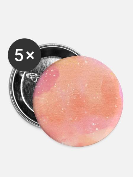 Pastellwasser Goldspritzer - Buttons groß 56 mm (5er Pack) - Weiß
