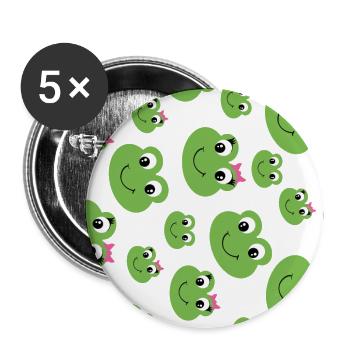 Frog, frogs, green - Buttons large 2.2''/56 mm (5-pack) - white - Front