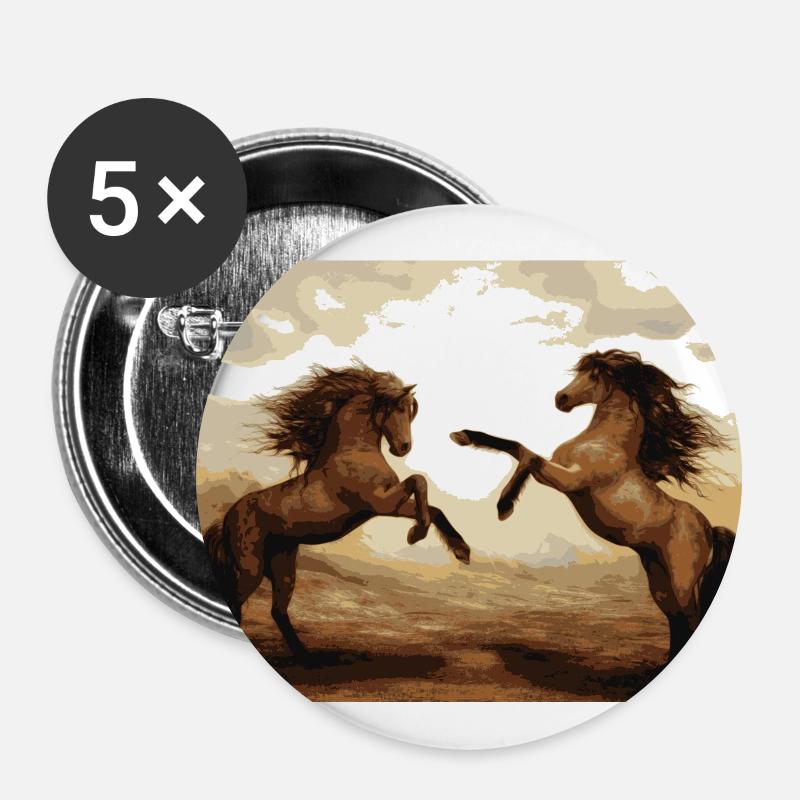 horses - Buttons large 2.2''/56 mm (5-pack) - white