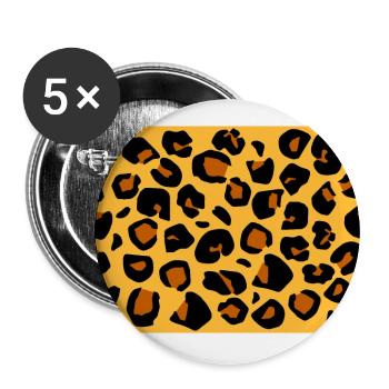 Leopard pattern - Buttons large 2.2''/56 mm (5-pack) - white - Front