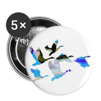 oiseaux,vol,peinture,ailes,oies,oies sauvages - Lot de 5 grands badges (56 mm) - blanc - Devant