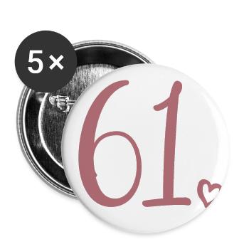 Süße Nummer 61, 61 Jahre alt, 61. Geburtstag Geschenk - Buttons groß 56 mm (5er Pack) - Weiß - Vorne