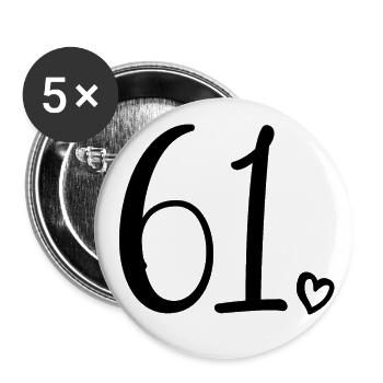 Süße Nummer 61, 61 Jahre alt, 61. Geburtstag Geschenk - Buttons groß 56 mm (5er Pack) - Weiß - Vorne