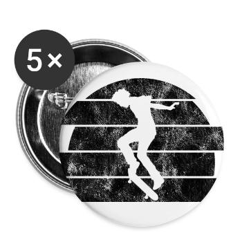 Skateboarder Skateboard Skater Skate Skateing - Lot de 5 grands badges (56 mm) - blanc - Devant