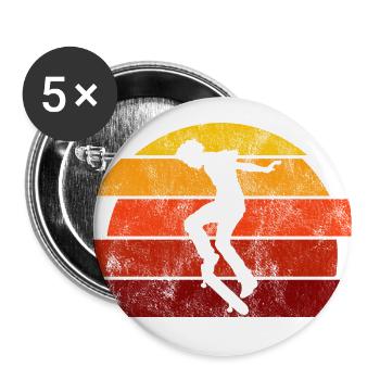 Skateboard Skateboarder Skater Skate Skateing - Buttons groß 56 mm (5er Pack) - Weiß - Vorne