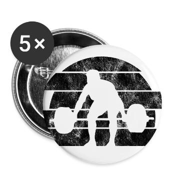 Bodybuilding Bodybuilder GYM Fitnessstudio Retro - Buttons groß 56 mm (5er Pack) - Weiß - Vorne
