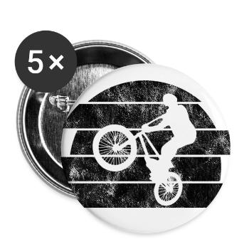 BMX Bike Bike Retro Gift Bicycle Motocross - Buttons large 2.2''/56 mm (5-pack) - white - Front