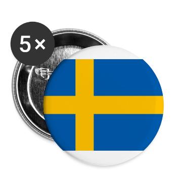 Schweden Flagge Fahne schwedisch - Buttons groß 56 mm (5er Pack) - Weiß - Vorne