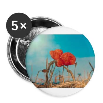 Mohnblumen - Buttons groß 56 mm (5er Pack) - Weiß - Vorne