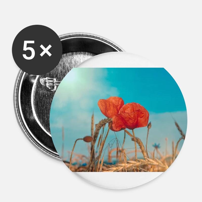 Poppies - Buttons large 2.2''/56 mm (5-pack) - white