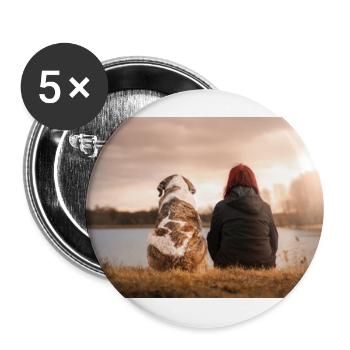 Mein Hund und ich - Freunde fürs Leben - Buttons groß 56 mm (5er Pack) - Weiß - Vorne