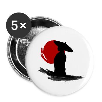 Classic Japanese Art: Kimono Ink - Buttons large 2.2''/56 mm (5-pack) - white - Front