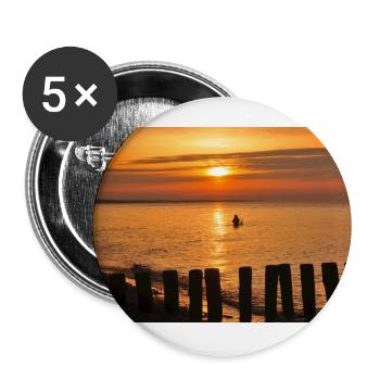 Angler im Sonnenuntergang - Buttons groß 56 mm (5er Pack) - Weiß - Vorne