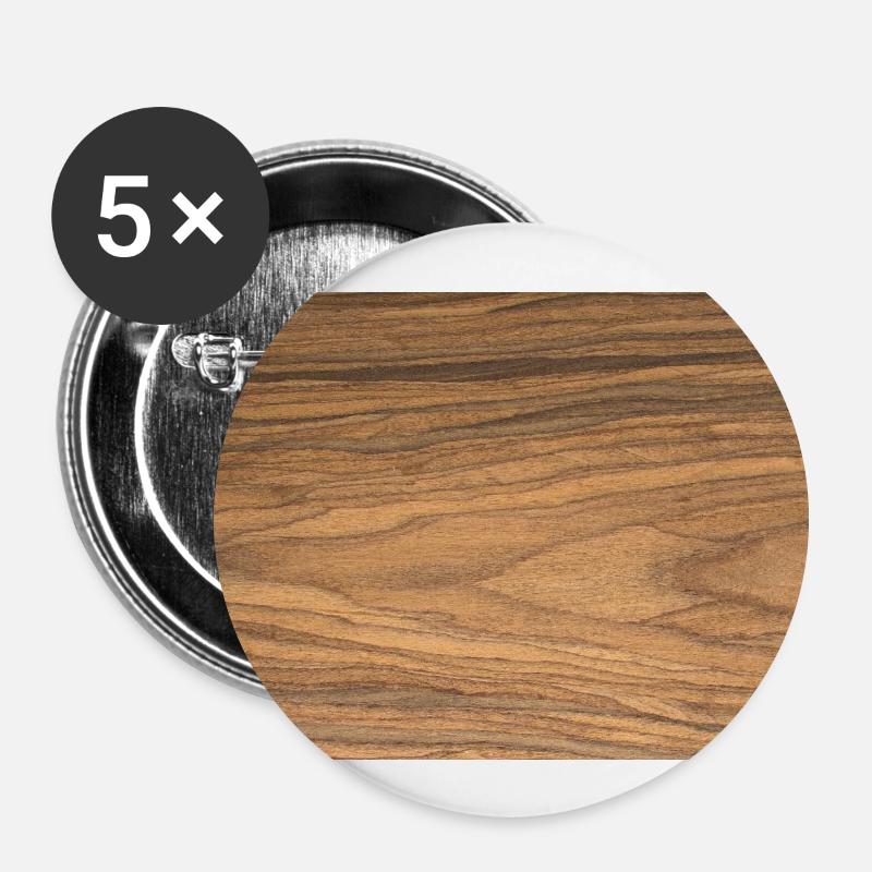 bois - Lot de 5 grands badges (56 mm) - blanc