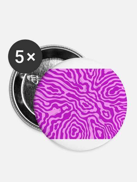 rosa Wellen - Buttons groß 56 mm (5er Pack) - Weiß