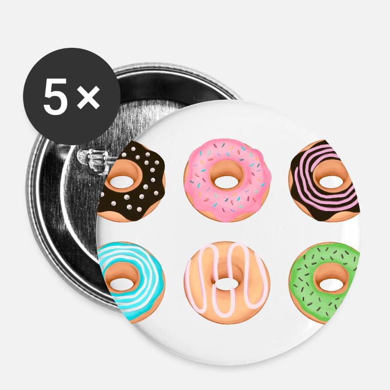 Donuts - Buttons large 2.2''/56 mm (5-pack) - white
