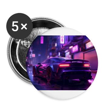 Auto Neon Stadt - Buttons groß 56 mm (5er Pack) - Weiß - Vorne