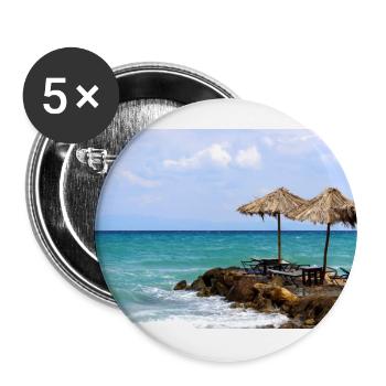 Sommer Sonne Strand Meer Poster - Buttons groß 56 mm (5er Pack) - Weiß - Vorne