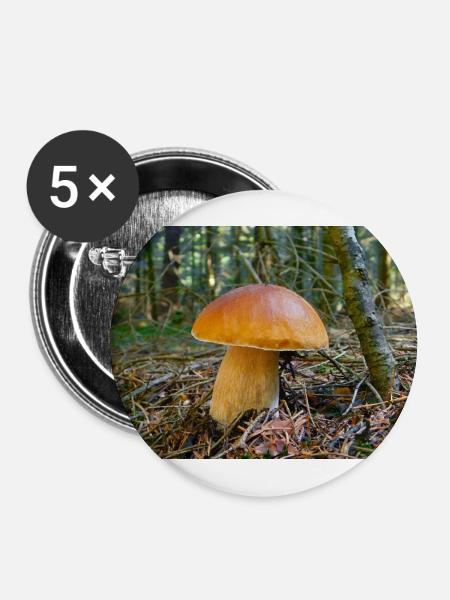 Steinpilz. - Buttons groß 56 mm (5er Pack) - Weiß