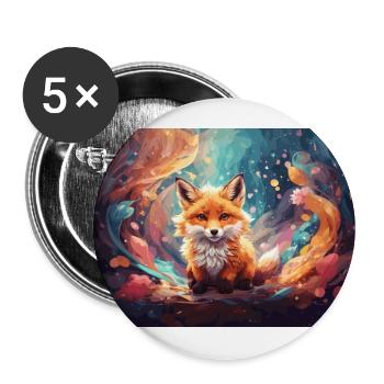 süßer baby Fuchs im Zauberwald - Buttons groß 56 mm (5er Pack) - Weiß - Vorne