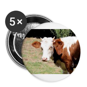 Kuh Poster - Buttons groß 56 mm (5er Pack) - Weiß - Vorne