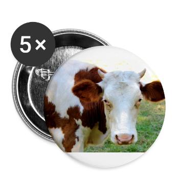 Kuh Poster - Buttons groß 56 mm (5er Pack) - Weiß - Vorne