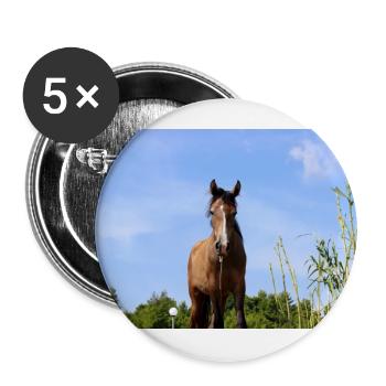 Pferd - Buttons groß 56 mm (5er Pack) - Weiß - Vorne