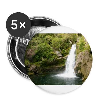 Wainui Falls – Waterfall in New Zealand - Buttons large 2.2''/56 mm (5-pack) - white - Front