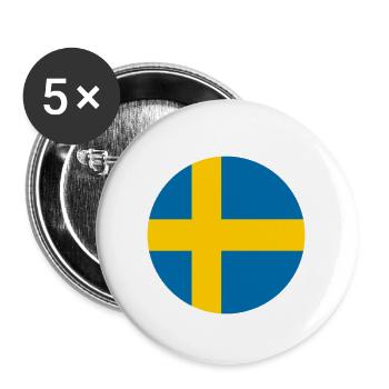 Sweden Swedish Flag Flag - Buttons large 2.2''/56 mm (5-pack) - white - Front