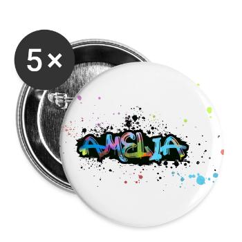 Amelia ,flowers,flower wreath,floral,graffiti - Buttons large 2.2''/56 mm (5-pack) - white - Front