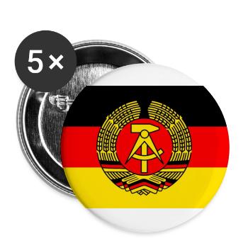 Drapeau de la RDA (stylisé) - Lot de 5 grands badges (56 mm) - blanc - Devant
