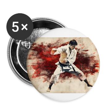 Karaté Combattant Karaté Kämpfer - Lot de 5 grands badges (56 mm) - blanc - Devant