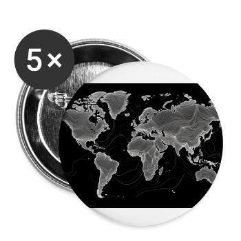 Carte du monde Vintage - Lot de 5 grands badges (56 mm) - blanc - Devant