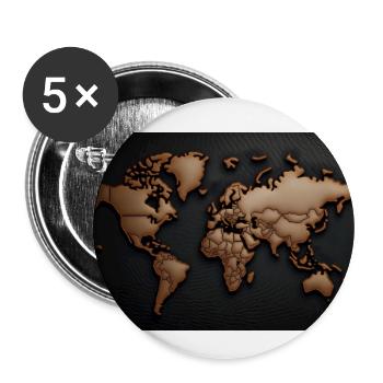 World map - Buttons large 2.2''/56 mm (5-pack) - white - Front