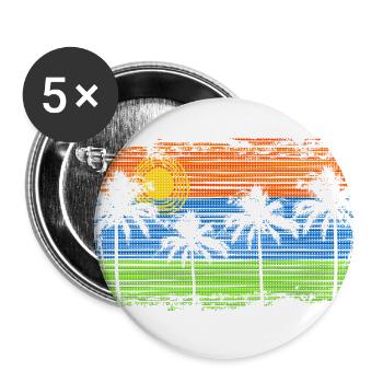 Palms & Stripes - Buttons large 2.2''/56 mm (5-pack) - white - Front