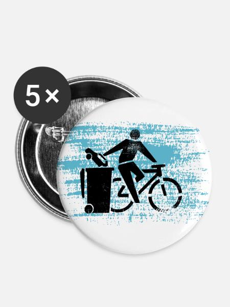 Fahrrad statt Auto - Buttons groß 56 mm (5er Pack) - Weiß