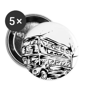 Bus London - Buttons groß 56 mm (5er Pack) - Weiß - Vorne
