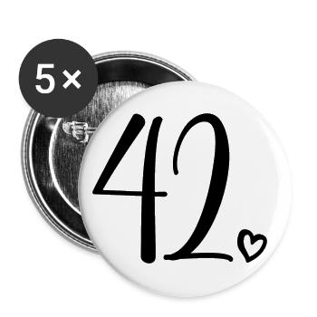 Cute Number 42, 42 Years Old, 42nd Birthday Gift - Buttons large 2.2''/56 mm (5-pack) - white - Front