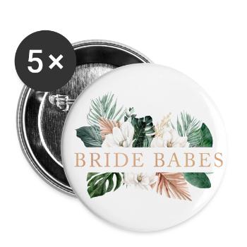 Bride Babes! Floral, boho, tropic, customizable - Buttons large 2.2''/56 mm (5-pack) - white - Front
