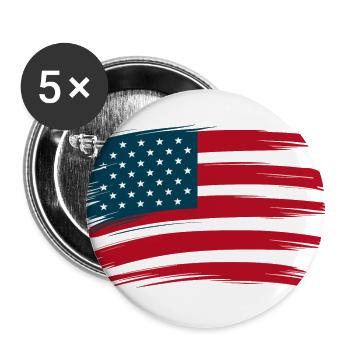 Amérique États-Unis Drapeau américain - Lot de 5 grands badges (56 mm) - blanc - Devant