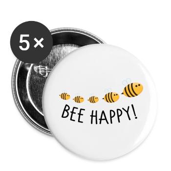 Bee happy - Buttons groß 56 mm (5er Pack) - Weiß - Vorne