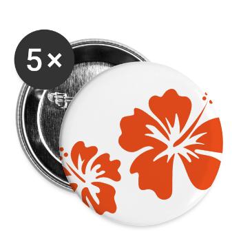 Orangefarbener Hibiskus - Buttons groß 56 mm (5er Pack) - Weiß - Vorne