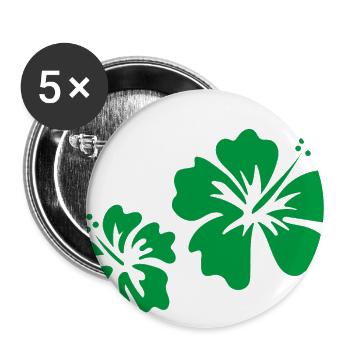 Grüner Hibiskus - Buttons groß 56 mm (5er Pack) - Weiß - Vorne